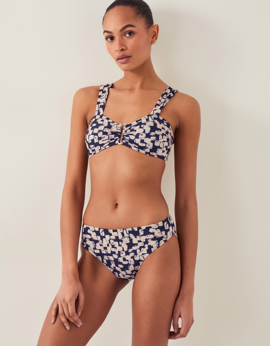 Ania abstract print bikini top black