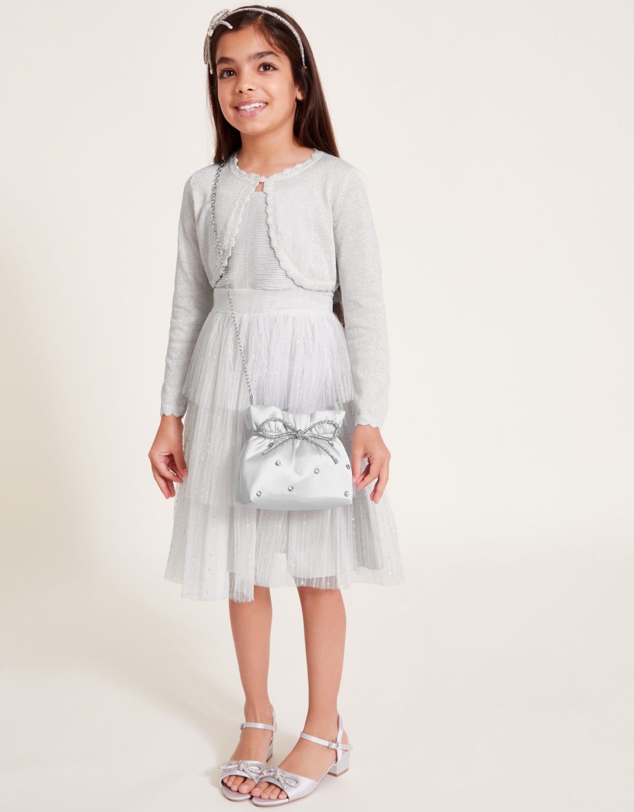 Maeve sparkle scallop cardigan silver