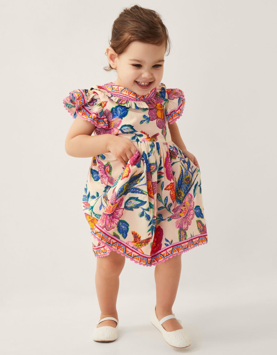 Baby milena floral print dress ivory