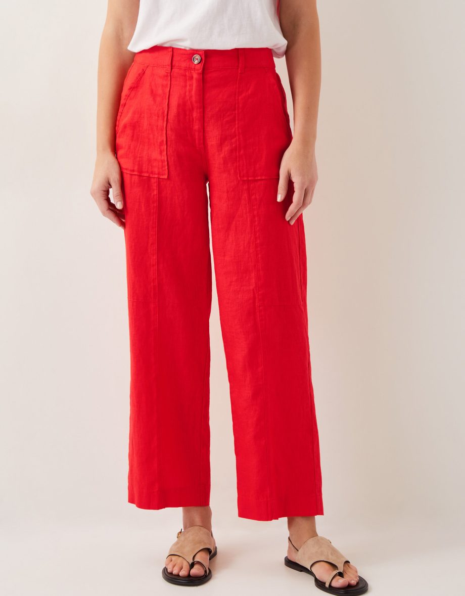 Linen jolie regular wide leg trousers orange