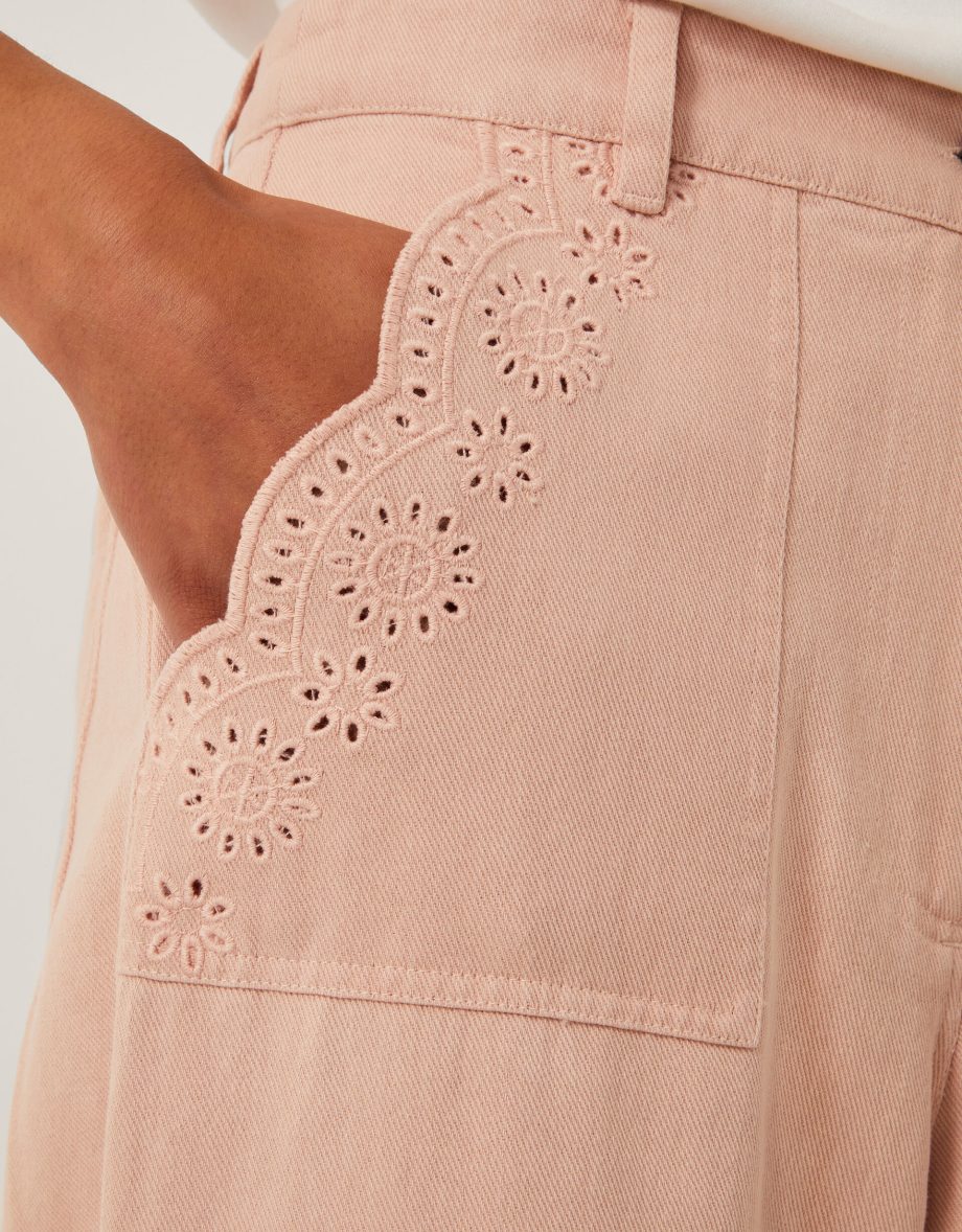 Belle embroidered pocket trousers pink