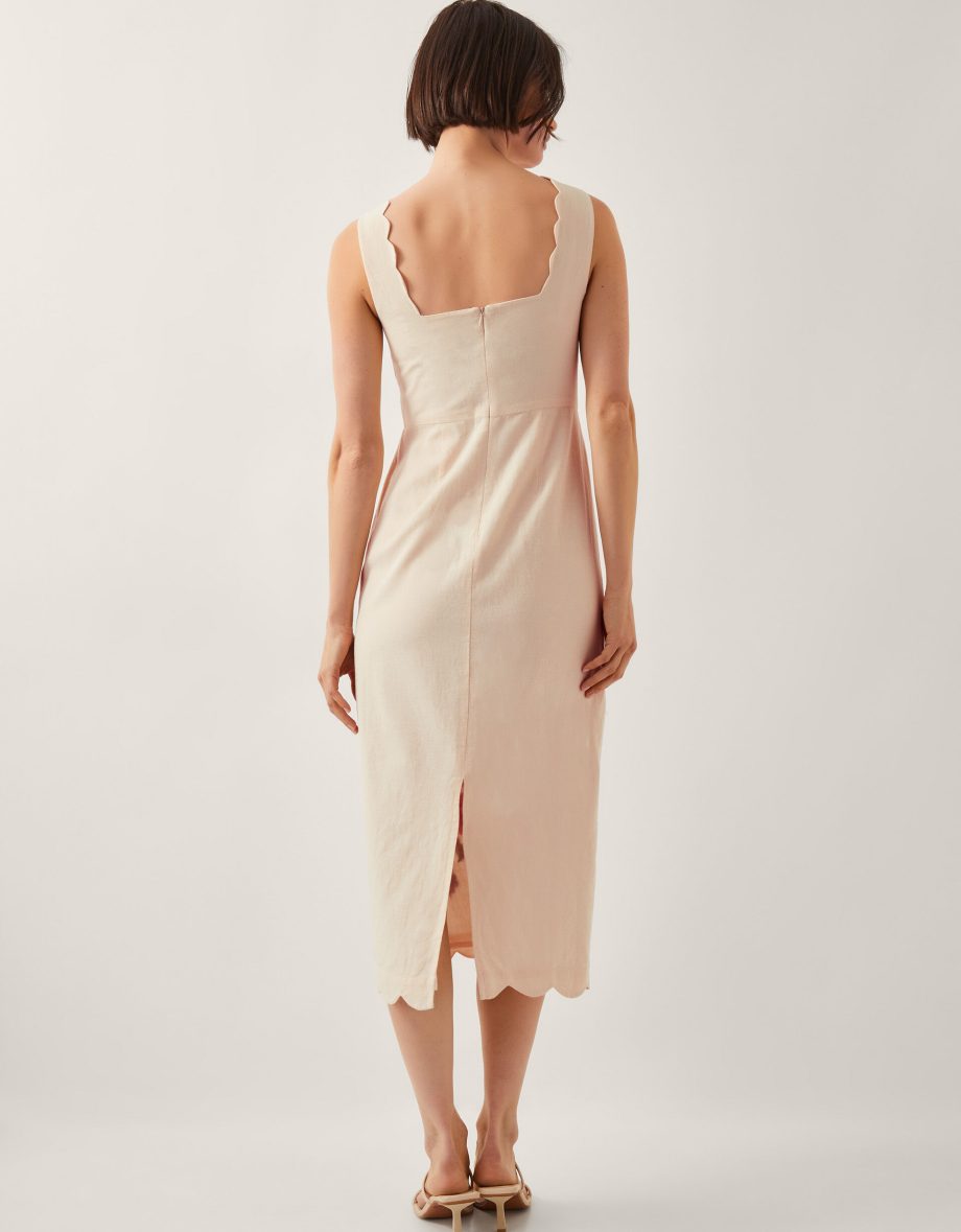 Agata floral embroidered midi dress cream