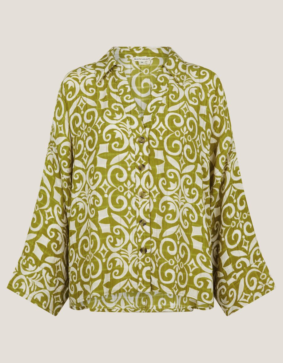 Trinny Hand-Screen Print Shirt Green