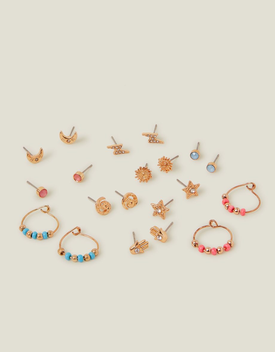 10-PACK CELESTIAL STUD AND HOOP EARRINGS