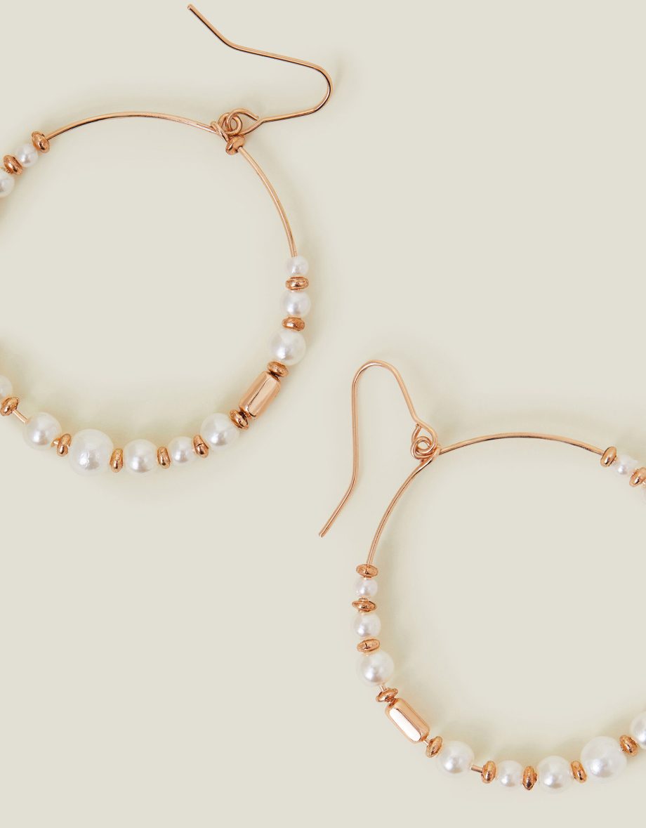 LARGE PEARL BEADED HOOP EARRINGS