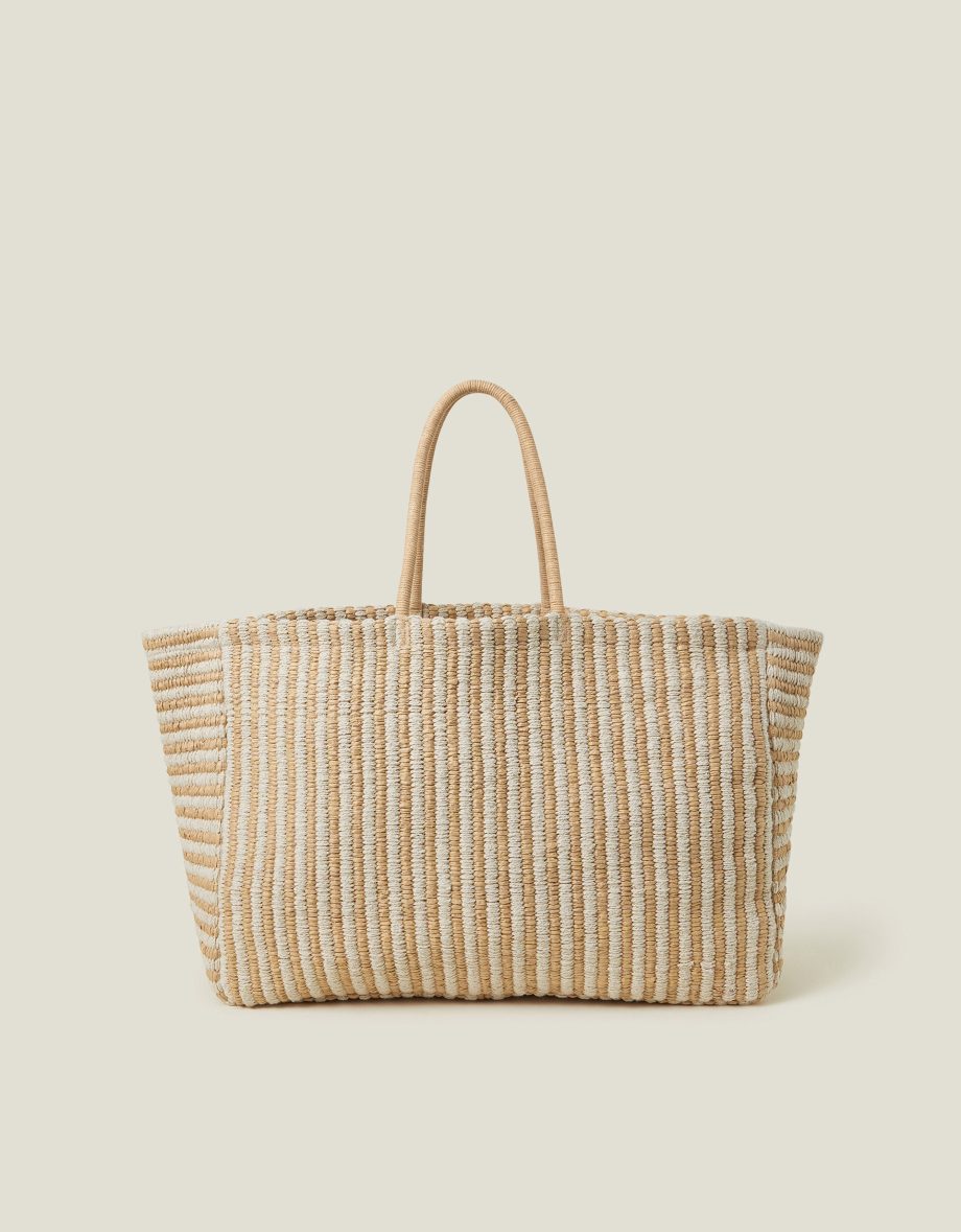 LARGE WOVEN STRIPE TOTE BAG
