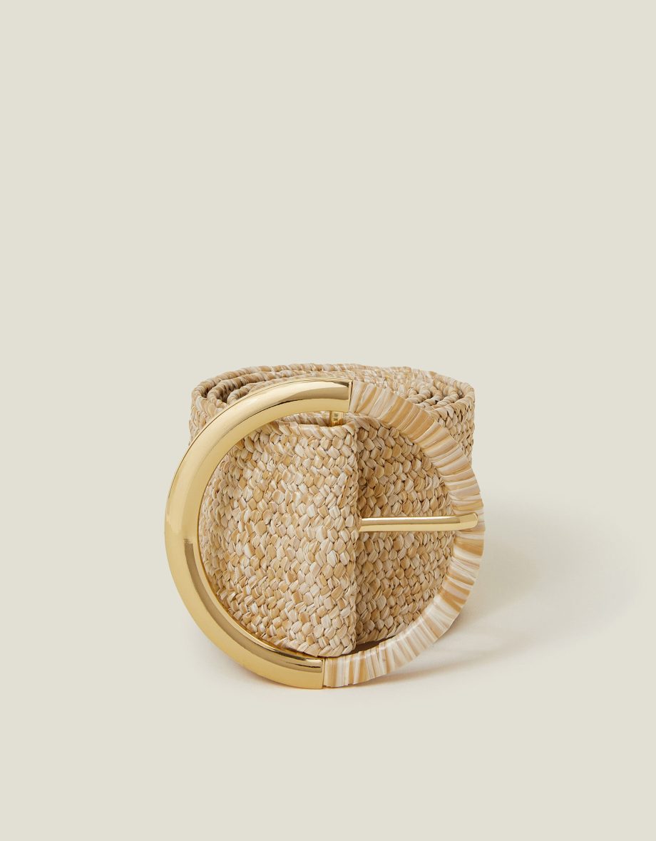 THICK RAFFIA BUCKLE BELT NATURAL
