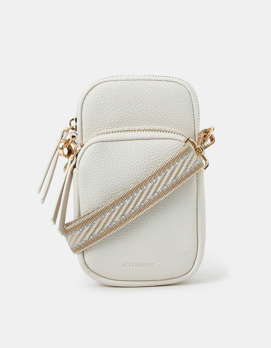 WEBBING STRAP PHONE BAG CREAM