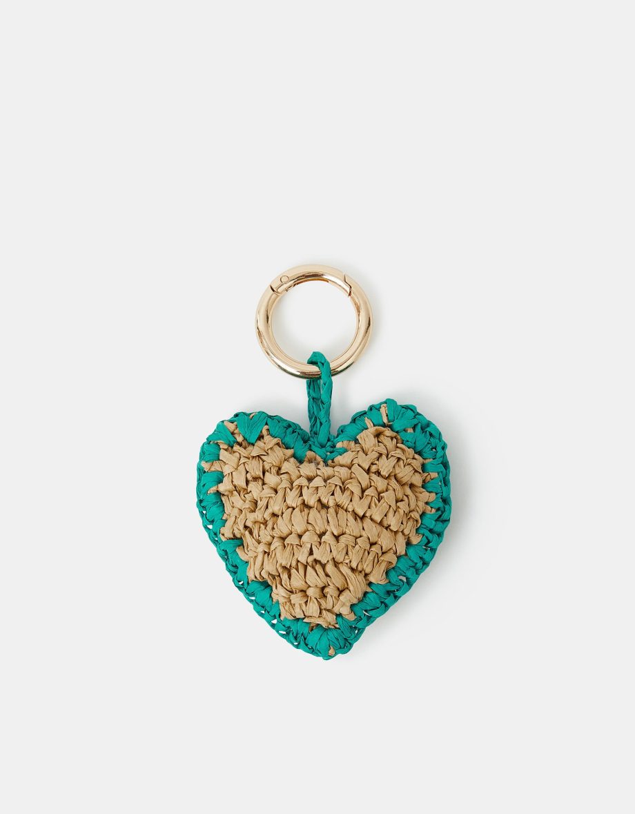 WOVEN RAFFIA HEART BAG CHARM