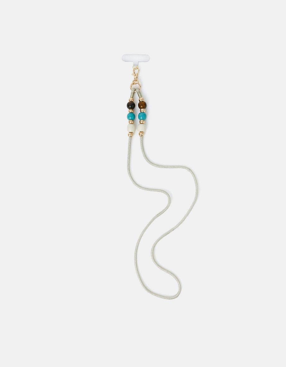 METALLIC BEAD PHONE STRAP