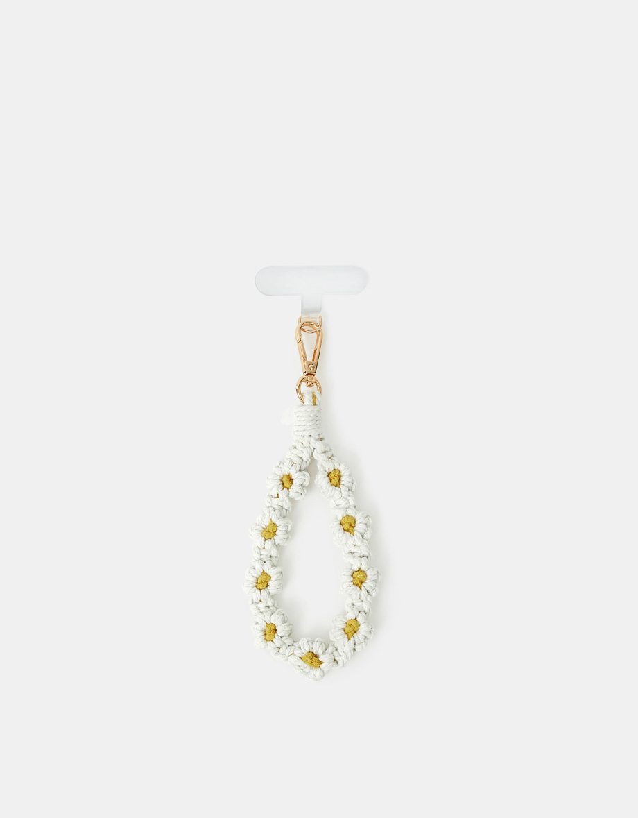 Macrame Daisy Phone Wrist Strap