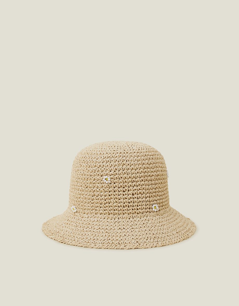 Daisy Embellished Woven Bucket Hat