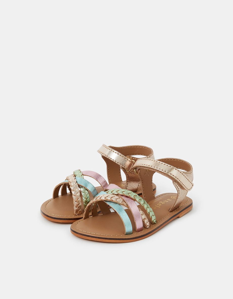 GIRLS STRAPPY LEATHER SANDALS MULTI