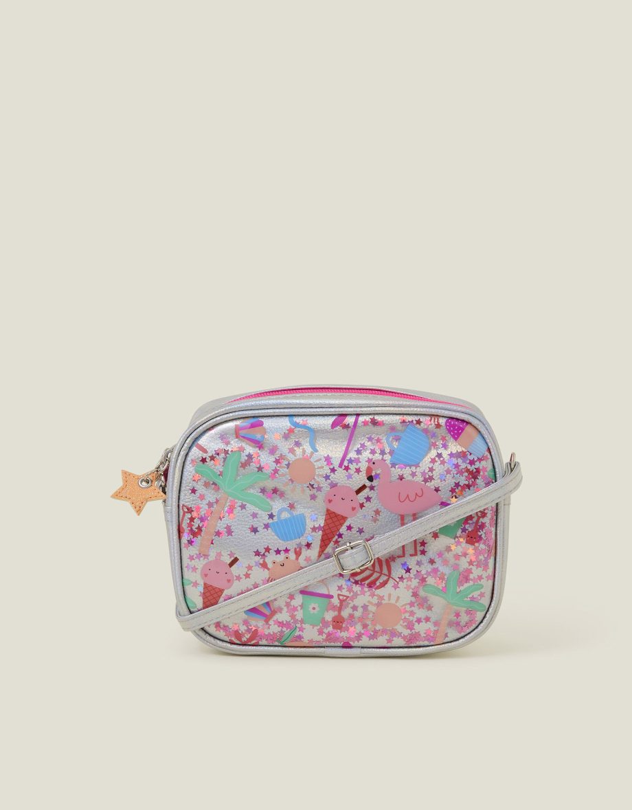 GIRLS BEACH PRINT CONFETTI CROSS-BODY BAG
