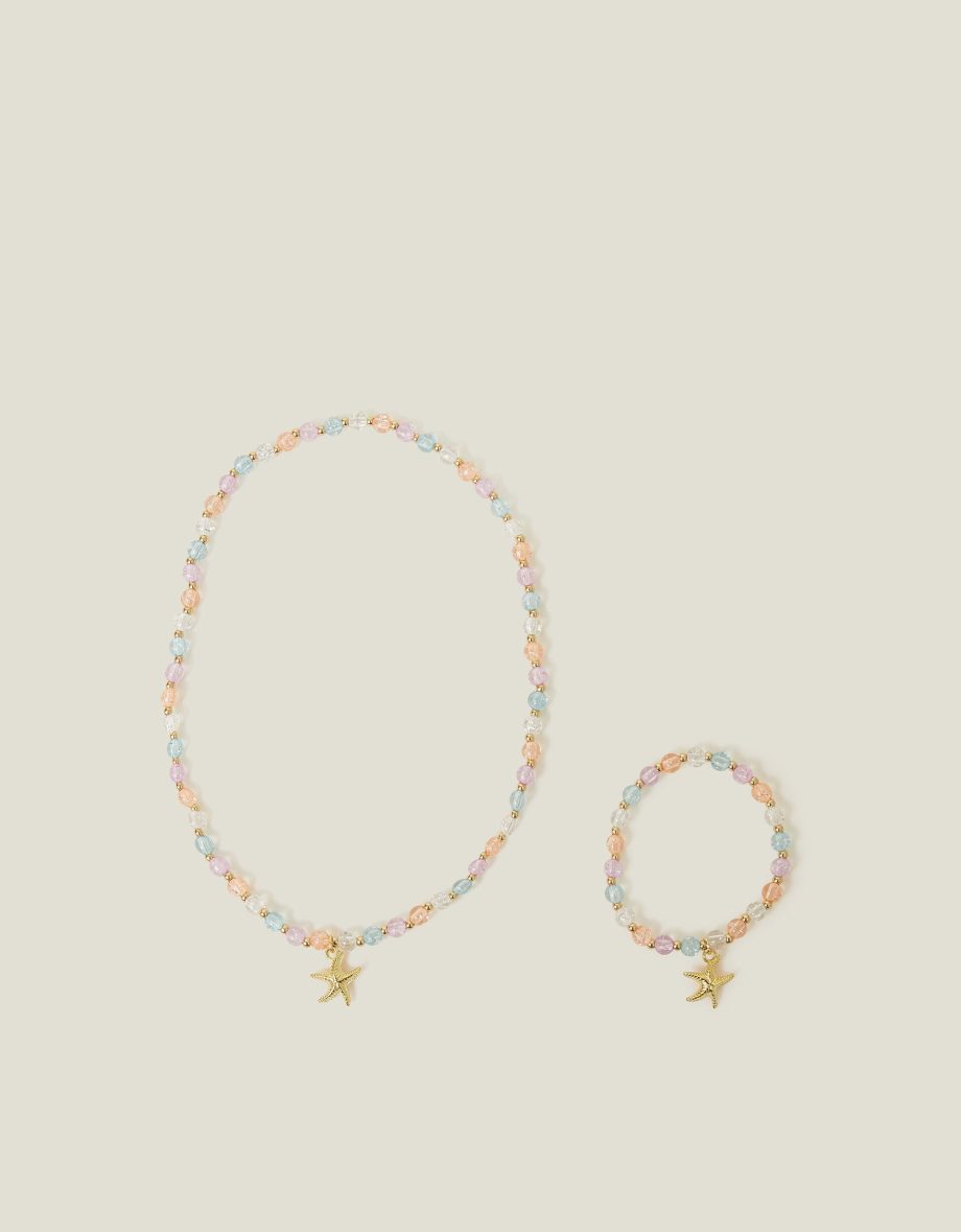 Girls Beaded Star Fish Necklace and Bracelet Set