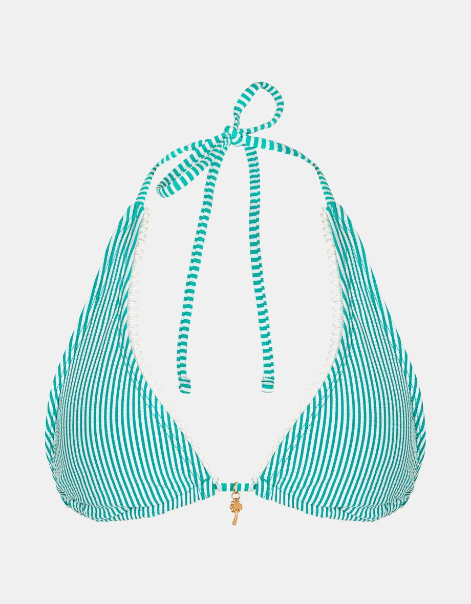 STRIPE TRIANGLE BIKINI TOP GREEN