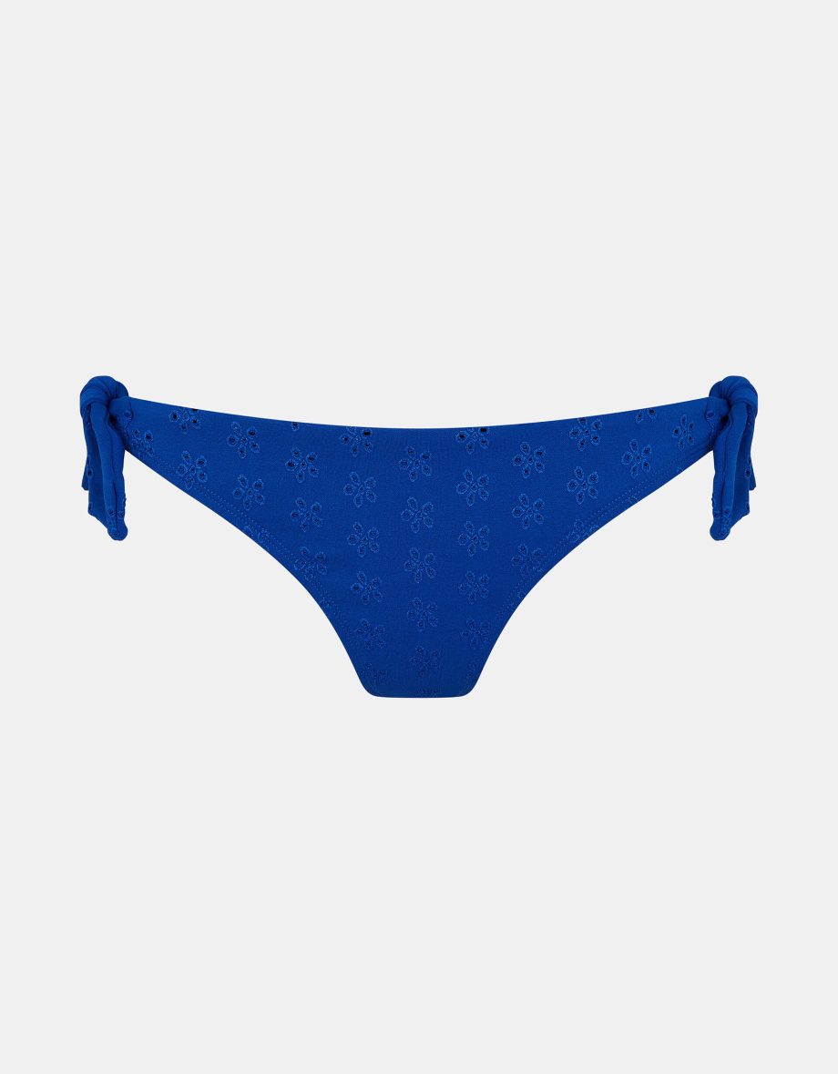 Floral Broderie Tie Bikini Bottoms Blue
