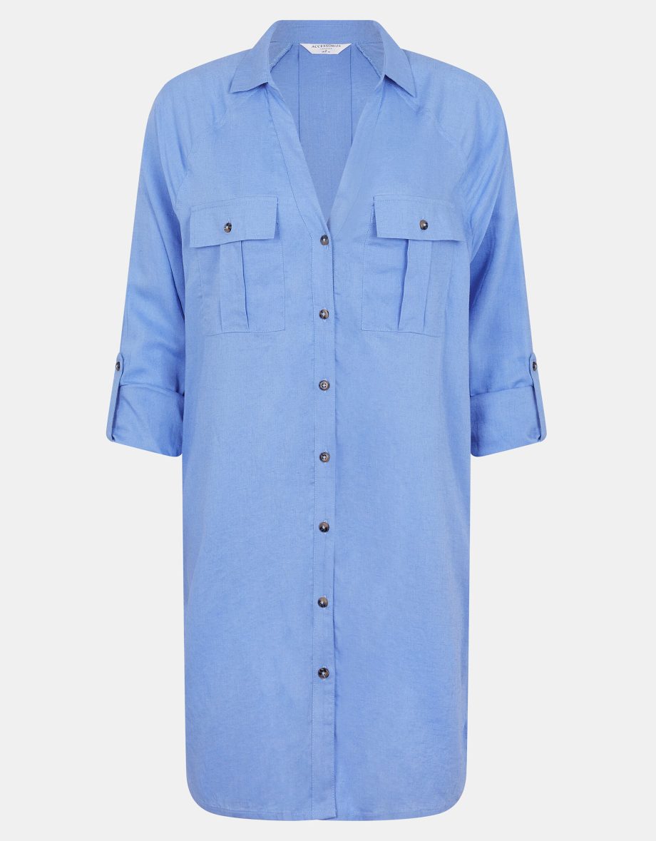 LONG SLEEVE BEACH COVER UP SHIRT BLUE