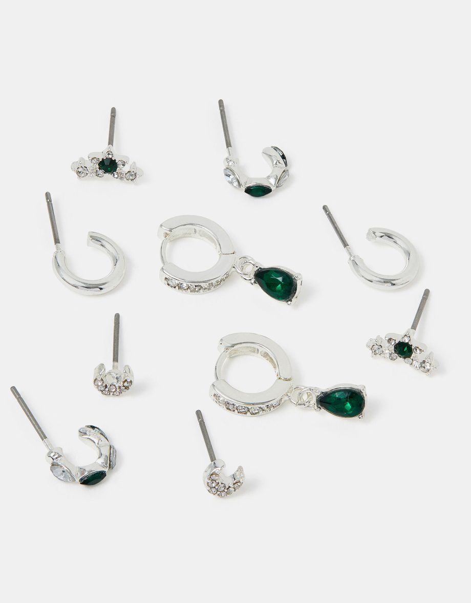 5-PACK CELESTIAL GEM STUD & HOOP EARRINGS
