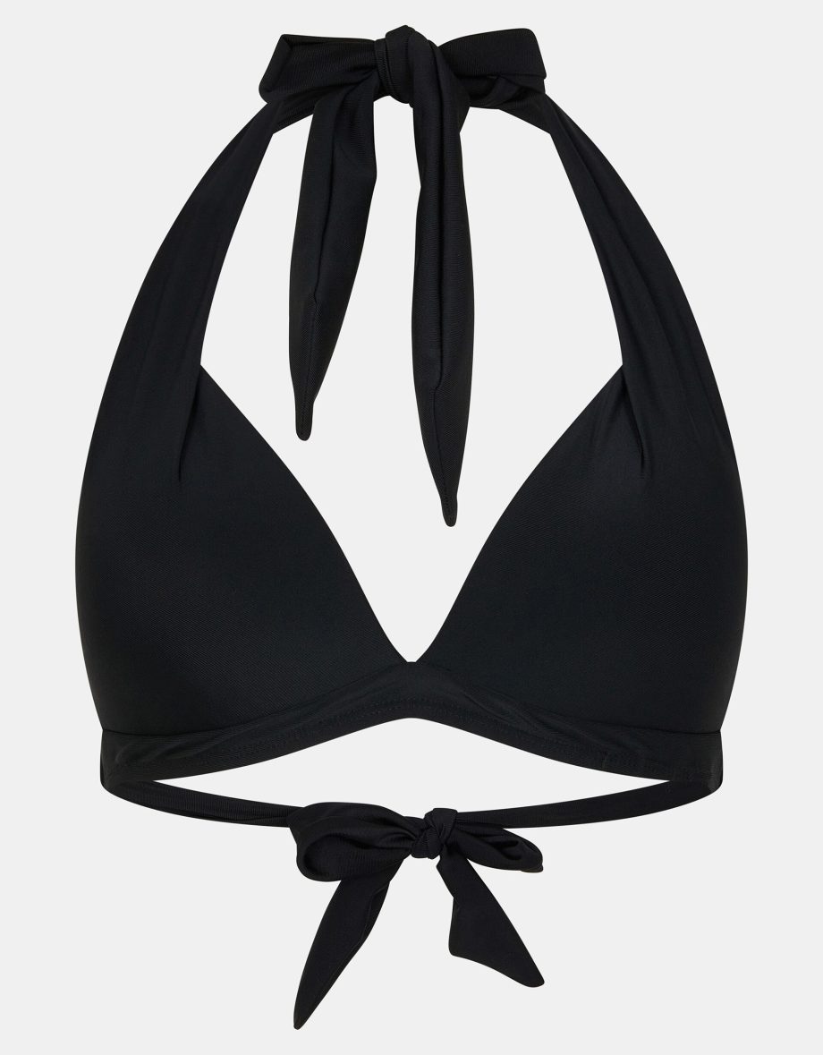 MOULDED CUP HALTER NECK BIKINI TOP BLACK