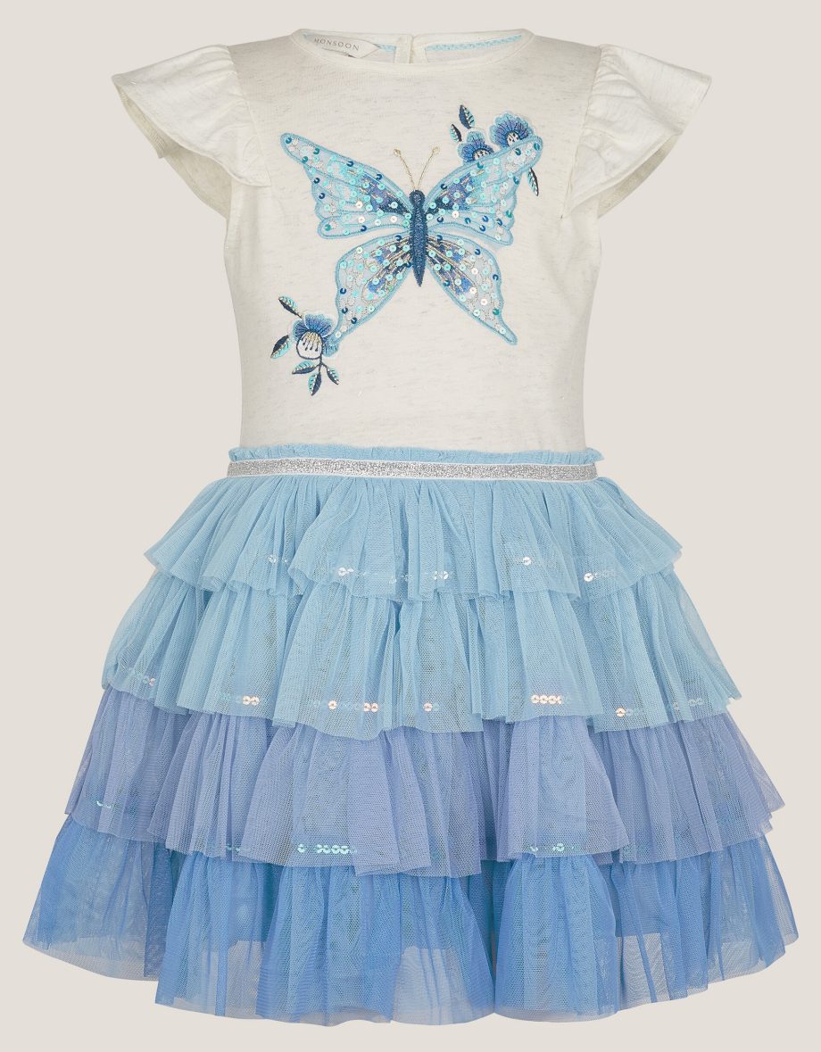 Butterfly sequin disco dress blue