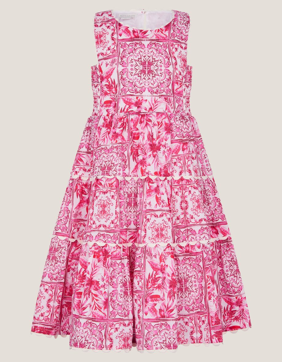 Tile print sleeveless dress pink