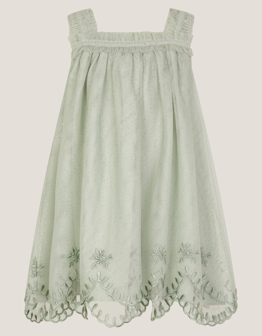 Baby bonnie embroidered party dress green