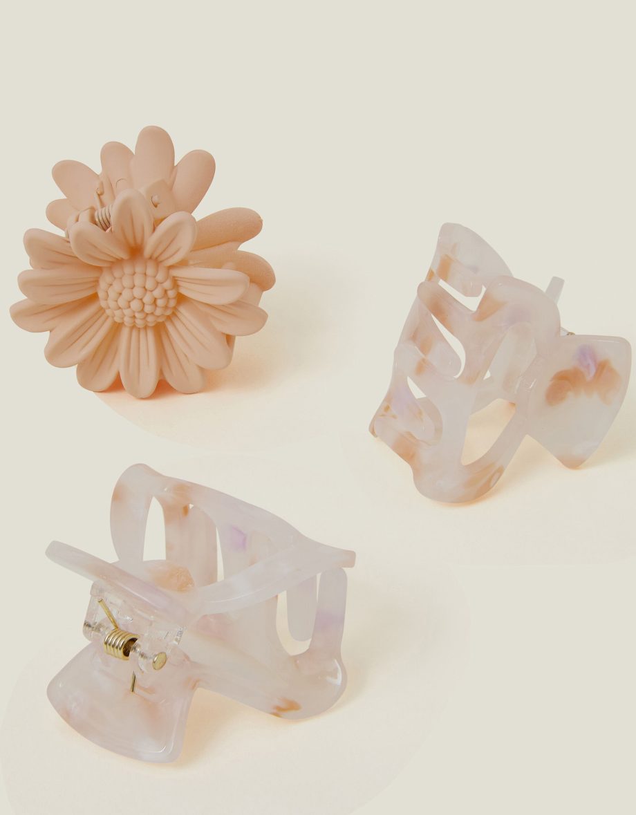 3-Pack Flower and Resin Claw Clips