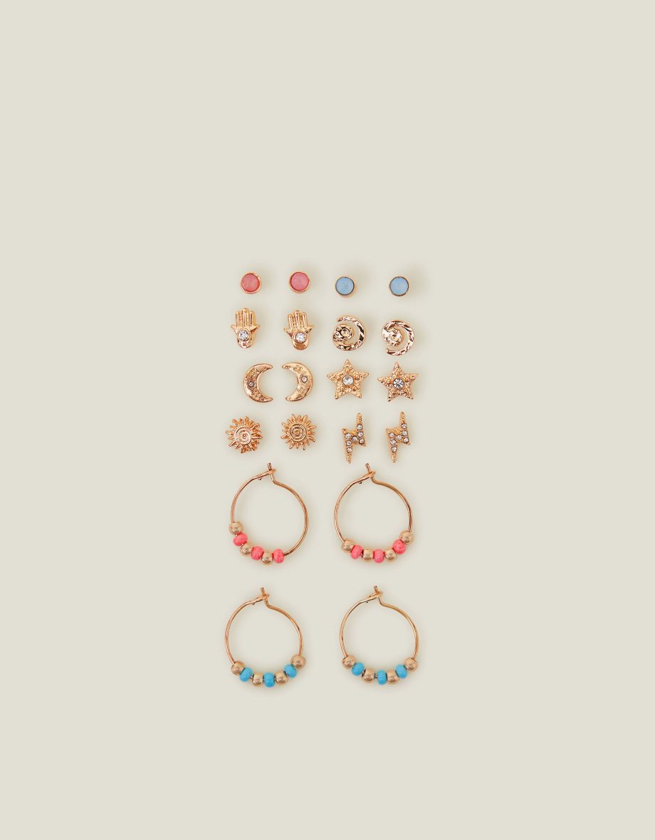 10-PACK CELESTIAL STUD AND HOOP EARRINGS