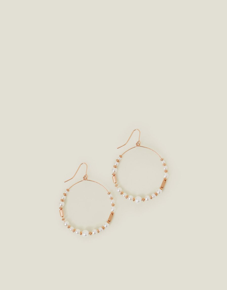 LARGE PEARL BEADED HOOP EARRINGS