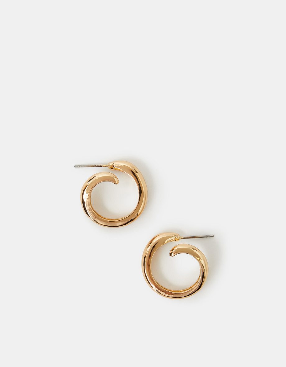 SWIRL HOOP EARRINGS GOLD