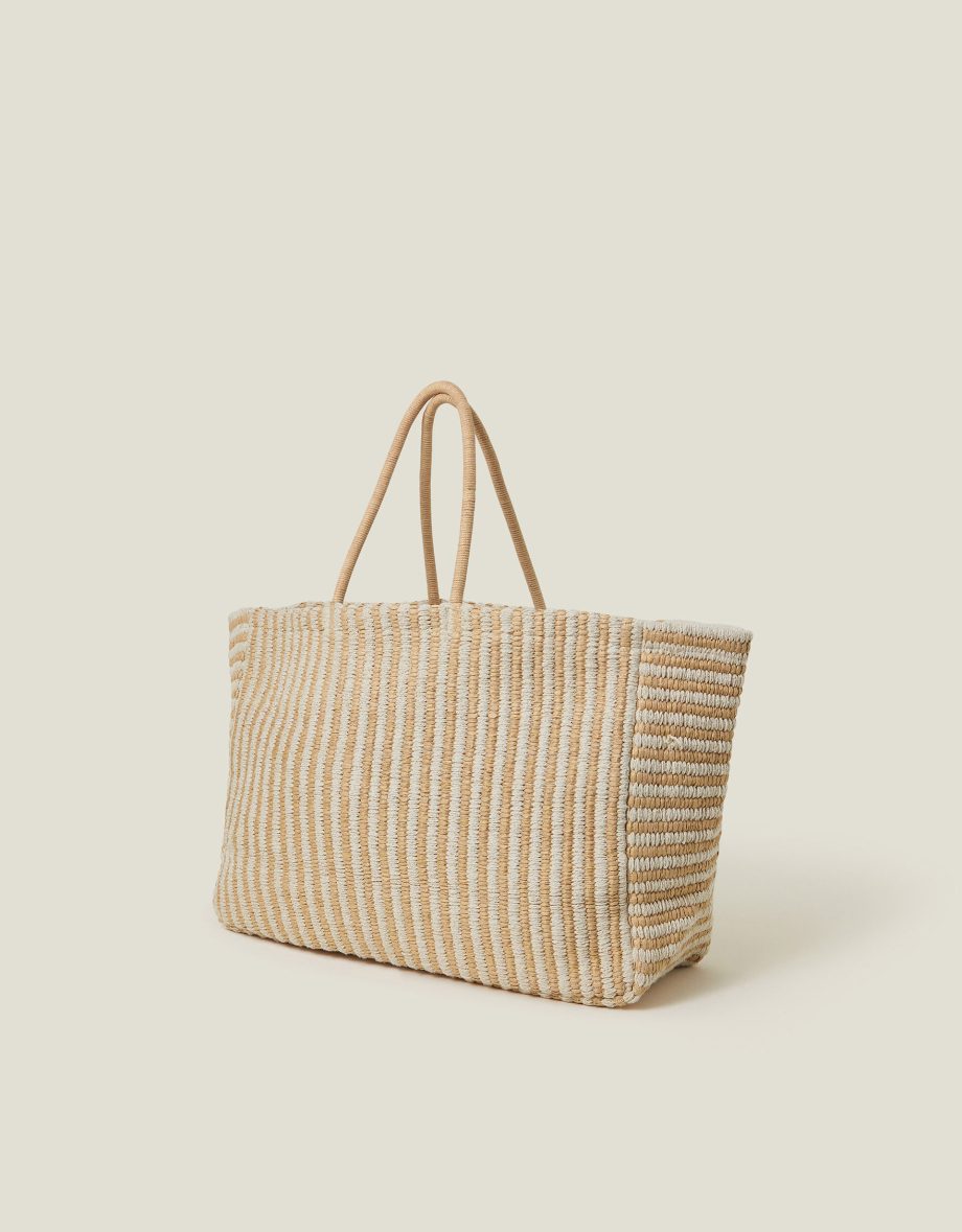 LARGE WOVEN STRIPE TOTE BAG