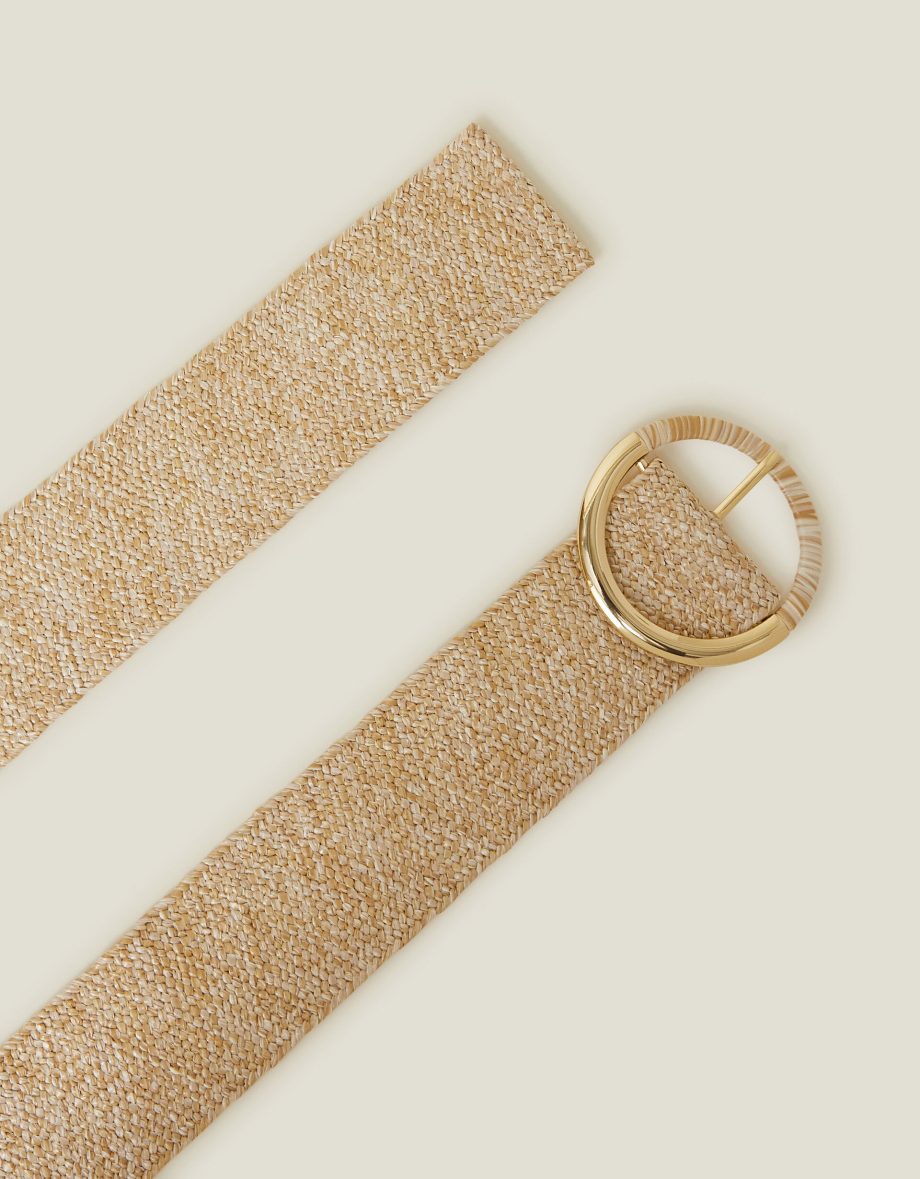 THICK RAFFIA BUCKLE BELT NATURAL