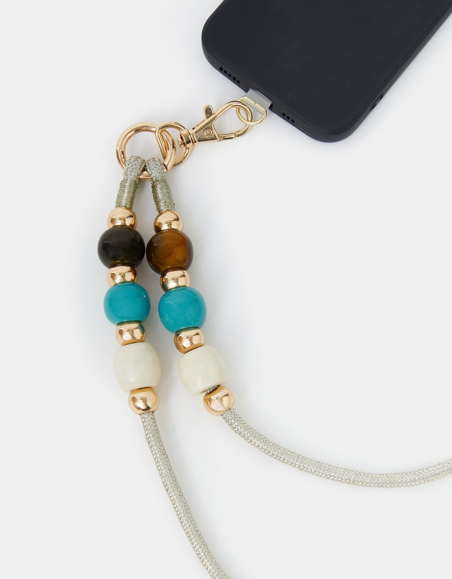 METALLIC BEAD PHONE STRAP