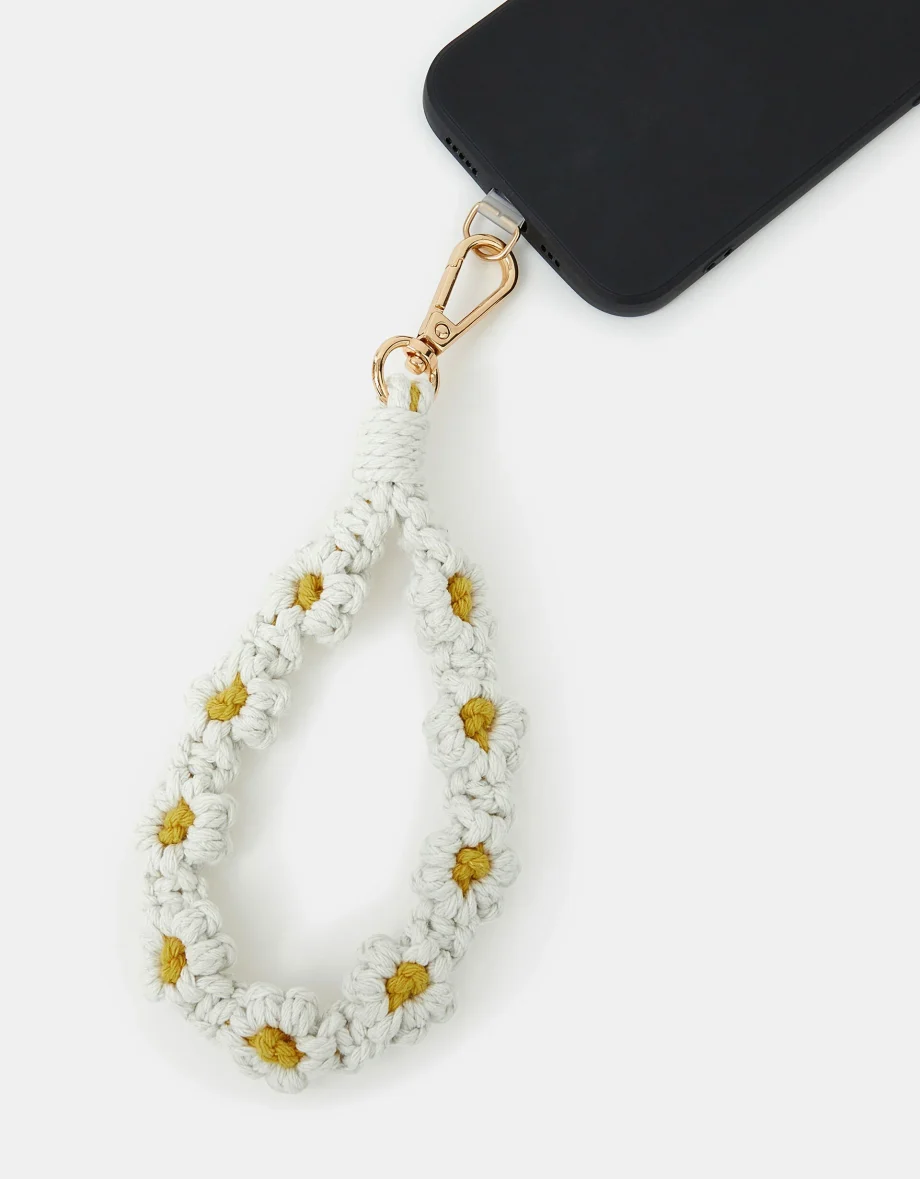 Macrame Daisy Phone Wrist Strap