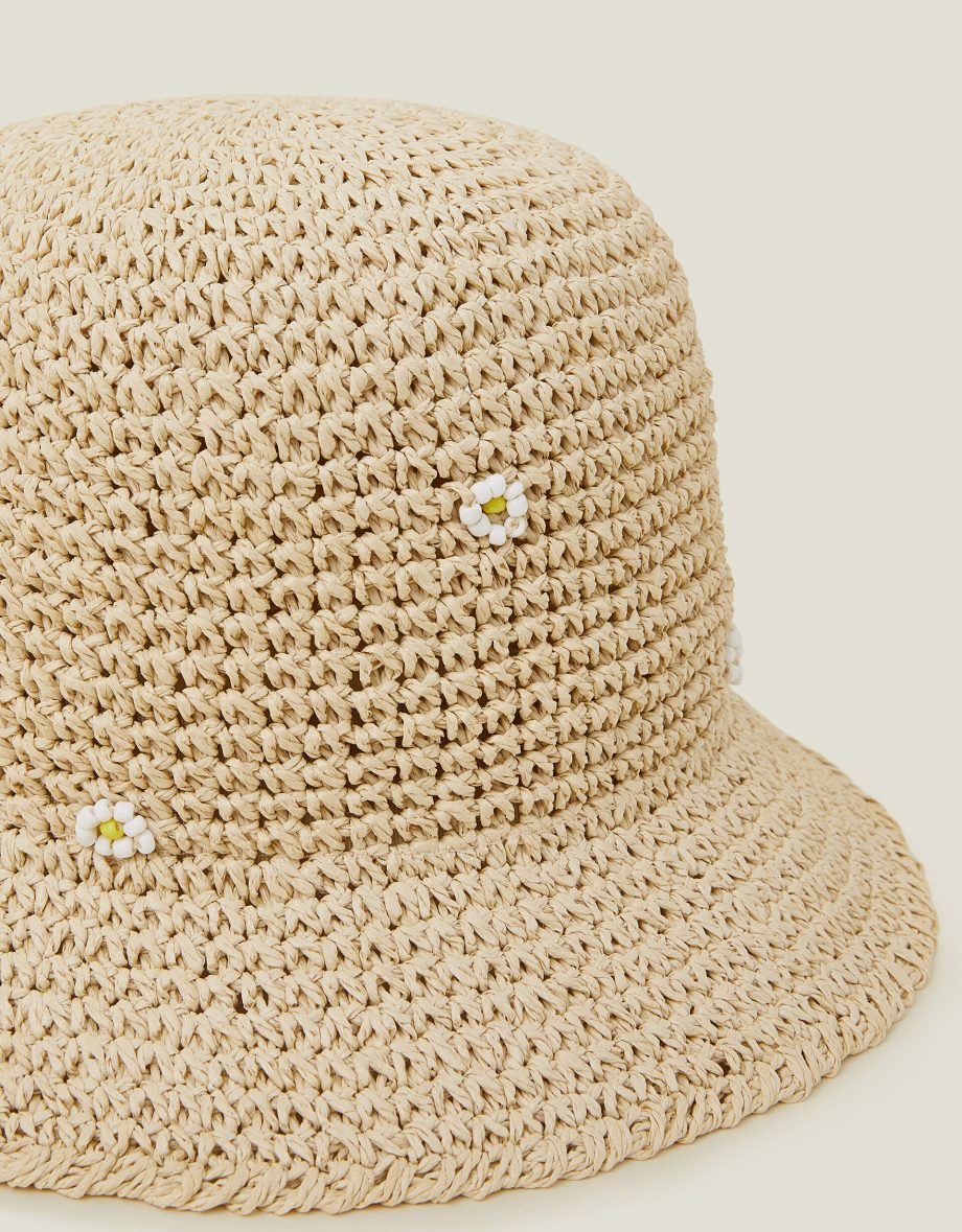 Daisy Embellished Woven Bucket Hat
