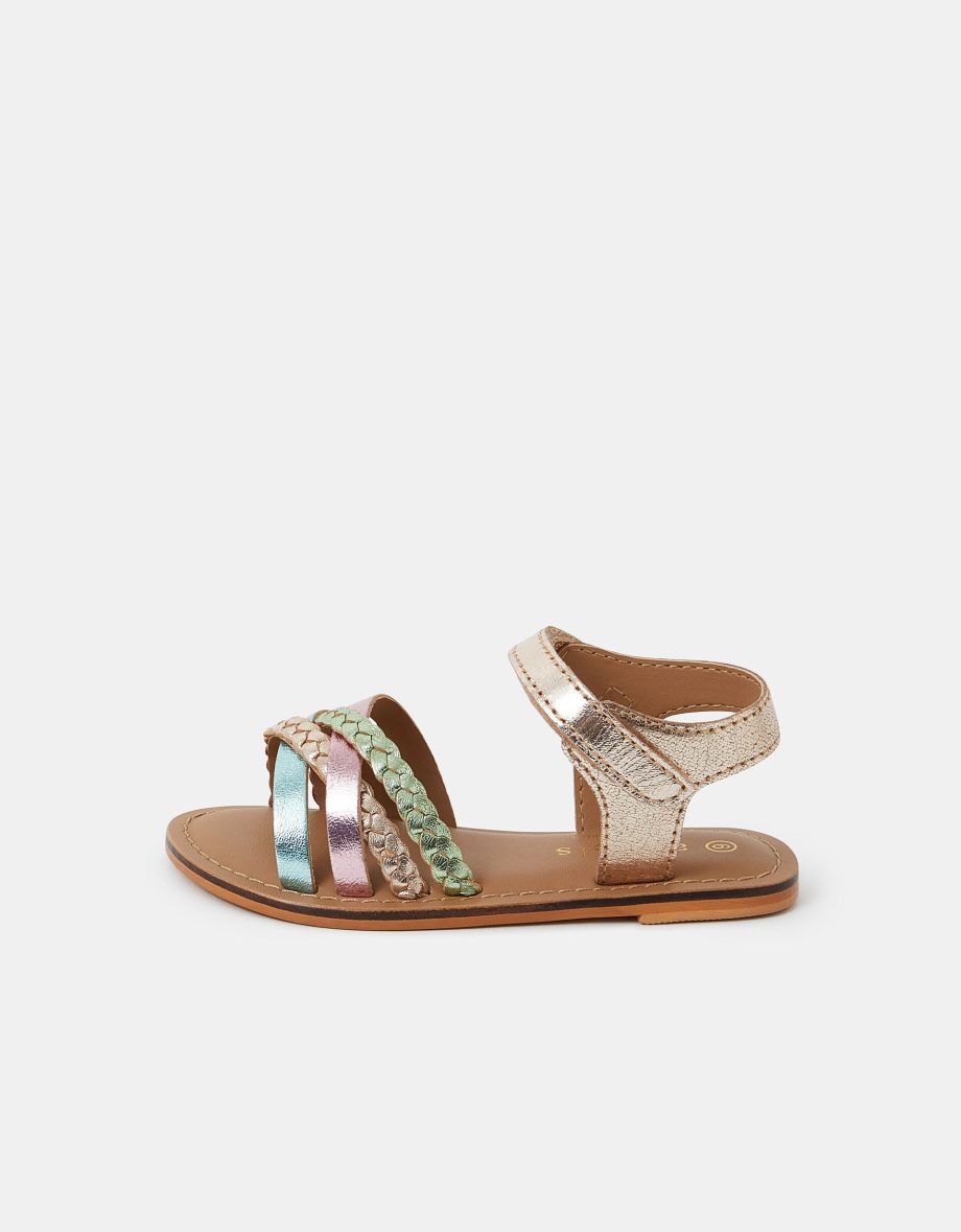 GIRLS STRAPPY LEATHER SANDALS MULTI