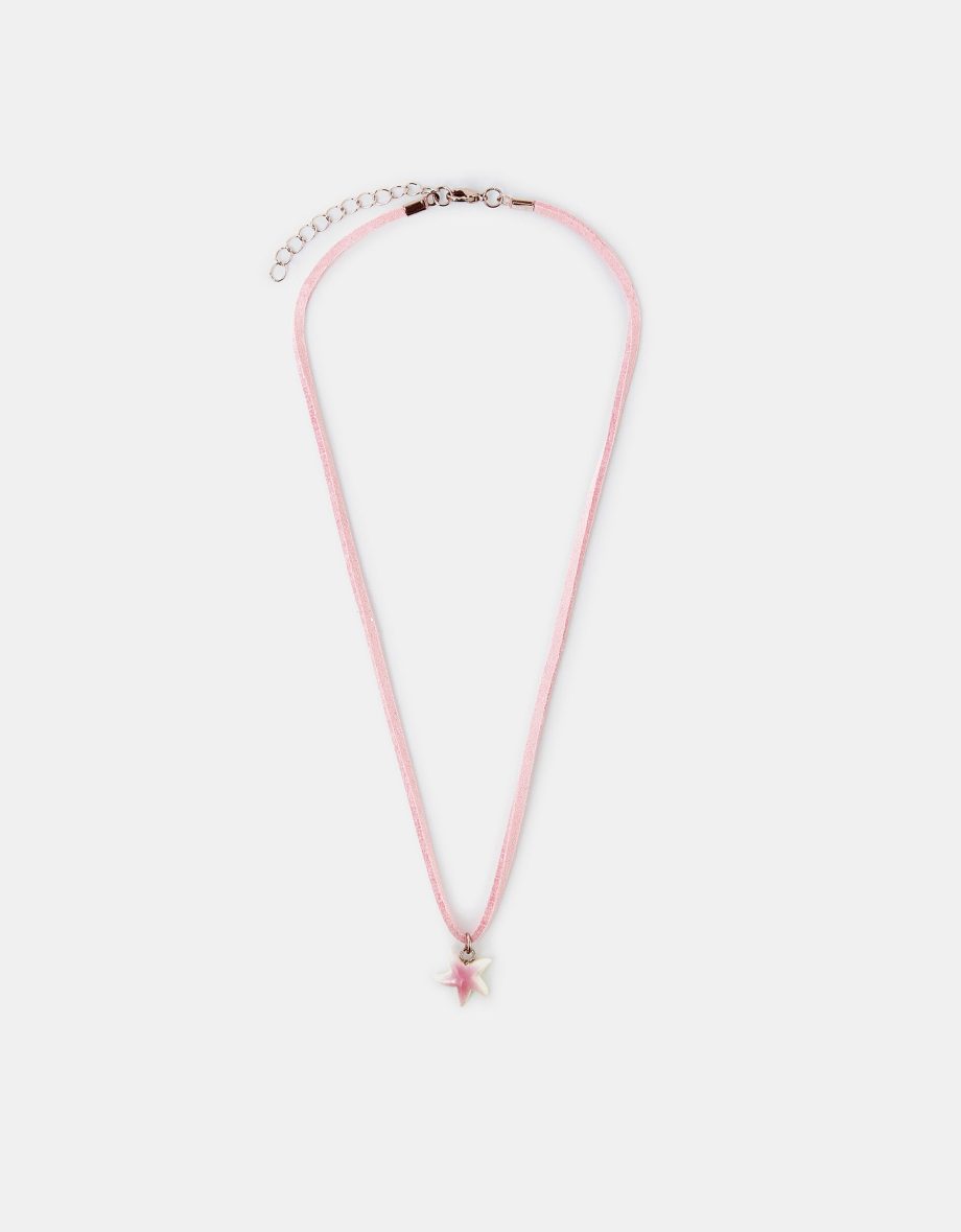 GIRLS STARFISH PENDANT CORD NECKLACE PINK