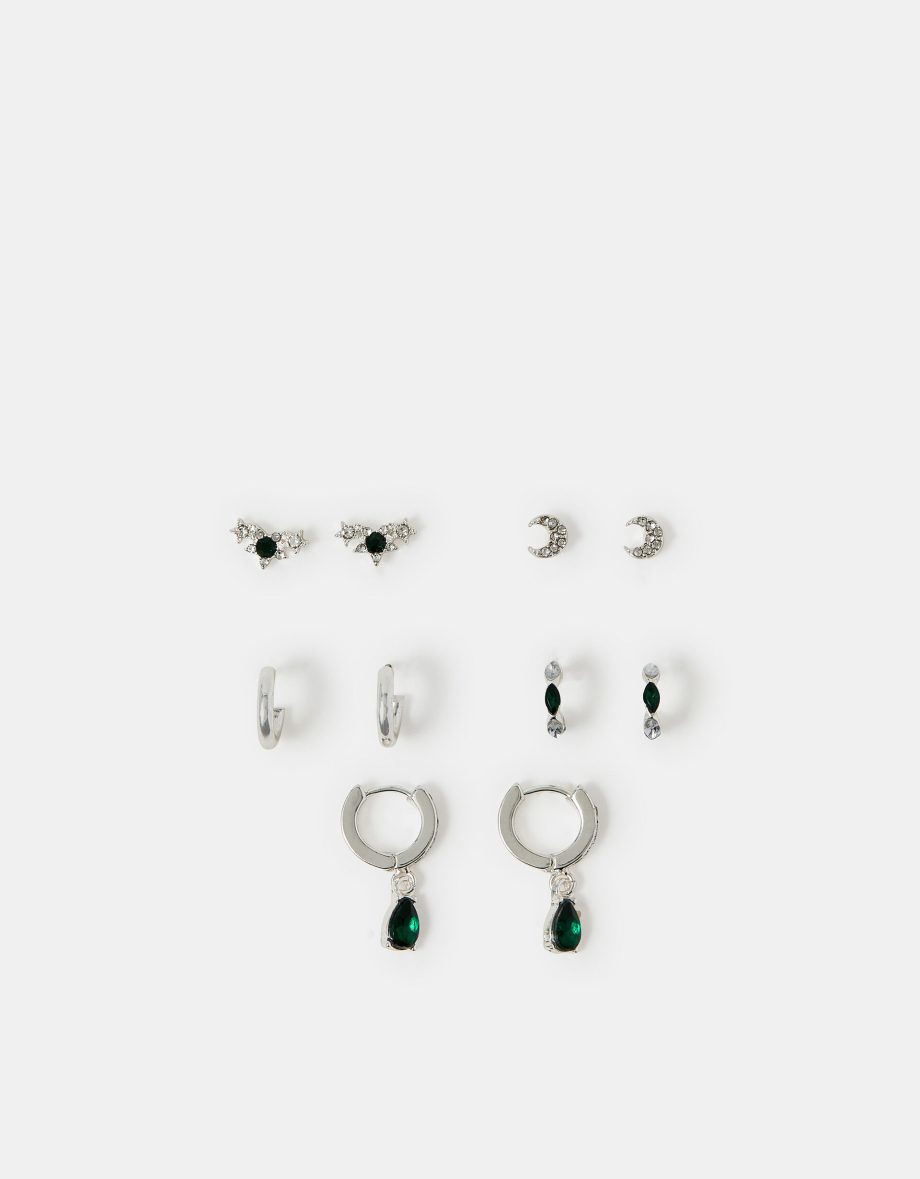 5-PACK CELESTIAL GEM STUD & HOOP EARRINGS