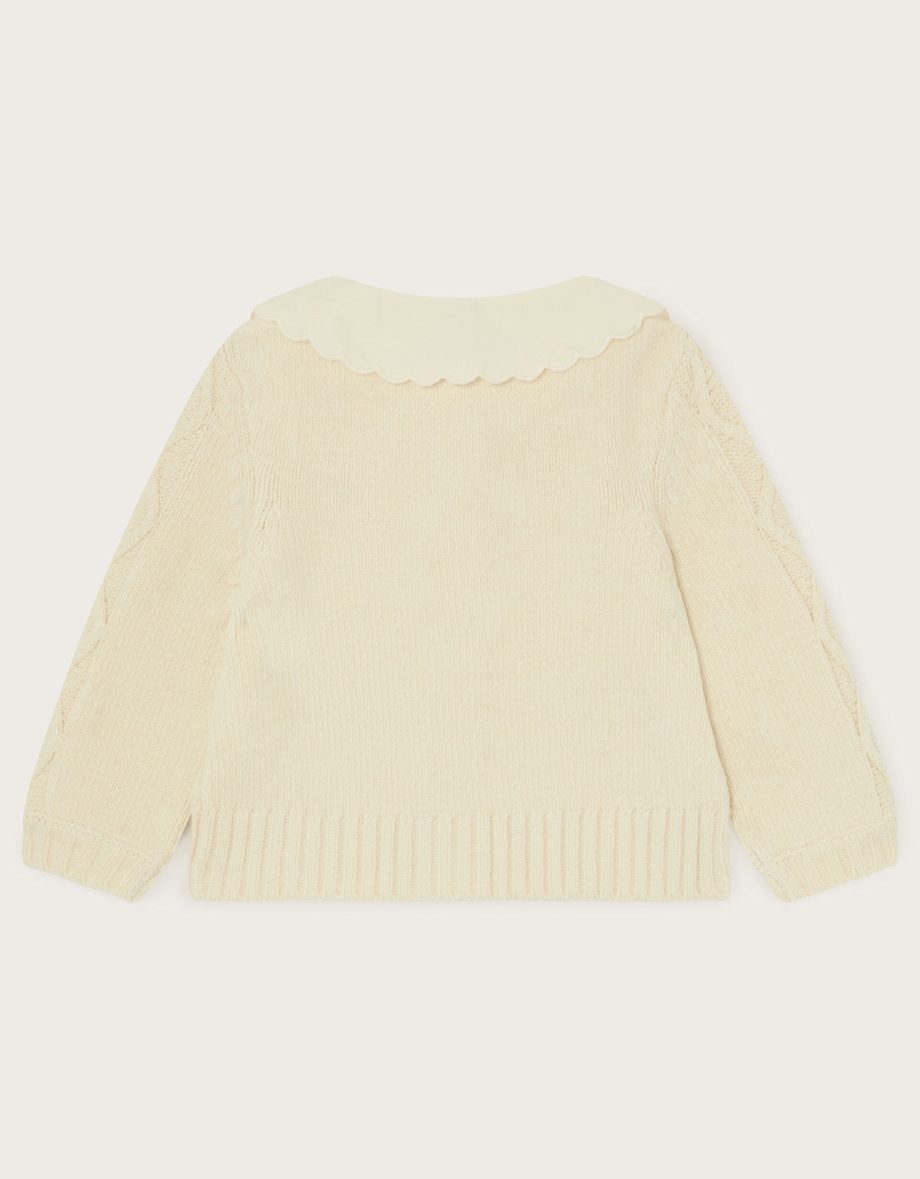 Baby Floral Collar Cardigan Cream