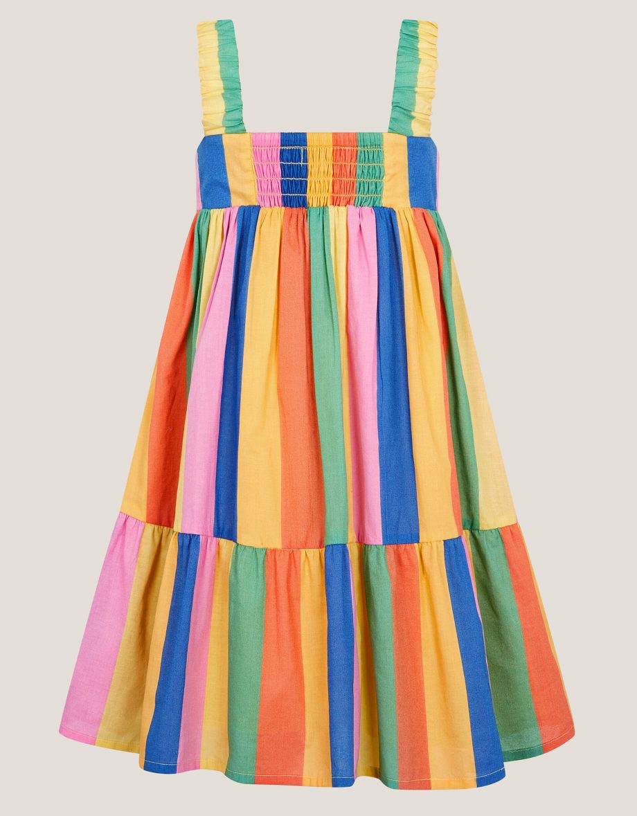 Rainbow stripe tier dress multi
