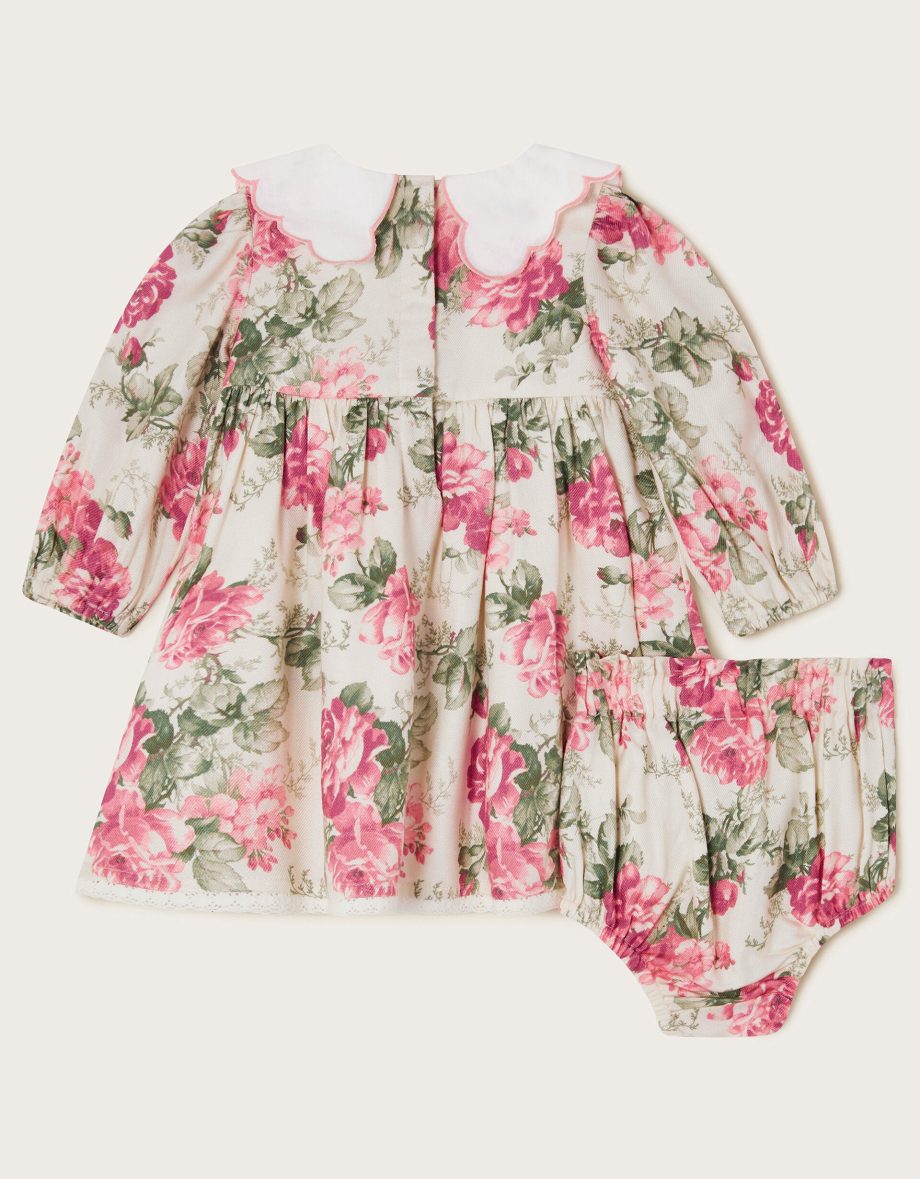 Newborn betsy floral dress and briefs set ivory