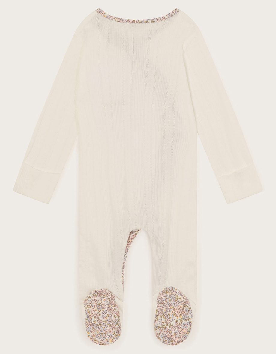 Newborn peri bunny embroidered sleepsuit ivory