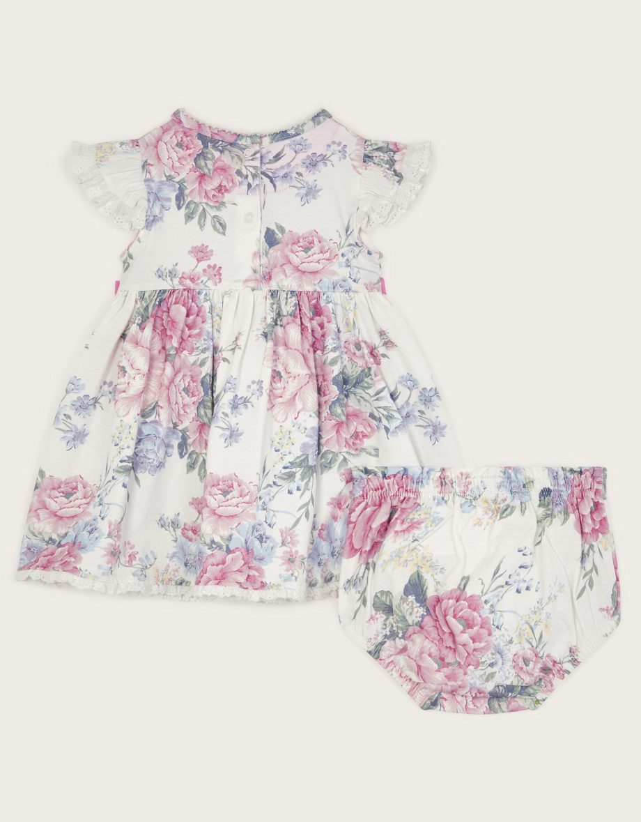 Newborn Ophelia Floral Jersey Dress & Briefs Set Purple
