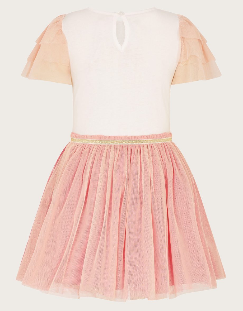 Sequin Rainbow Tulle Disco Dress Pink