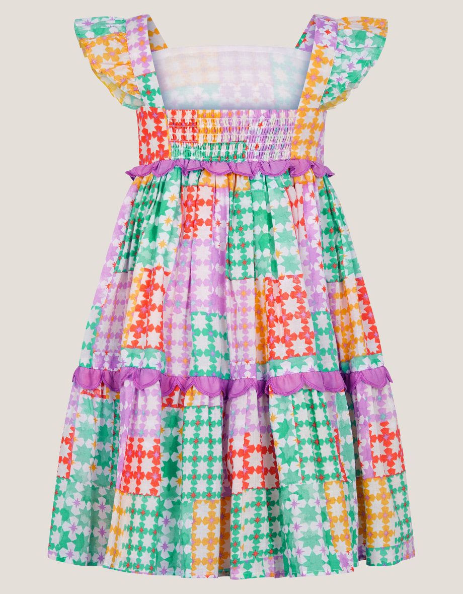 Colourblock star print dress multi
