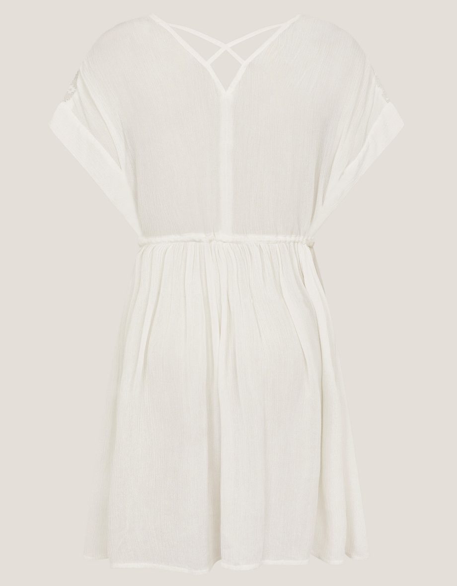 Crochet kaftan dress white