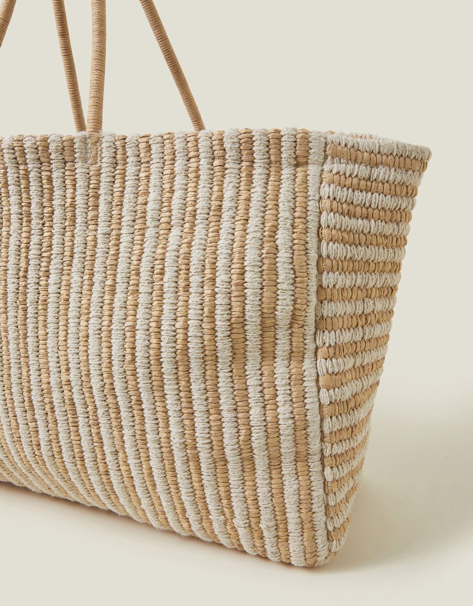 LARGE WOVEN STRIPE TOTE BAG