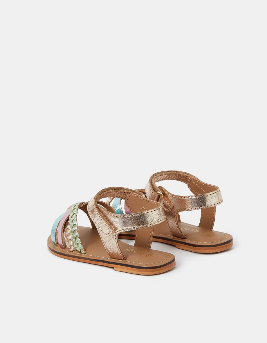 GIRLS STRAPPY LEATHER SANDALS MULTI