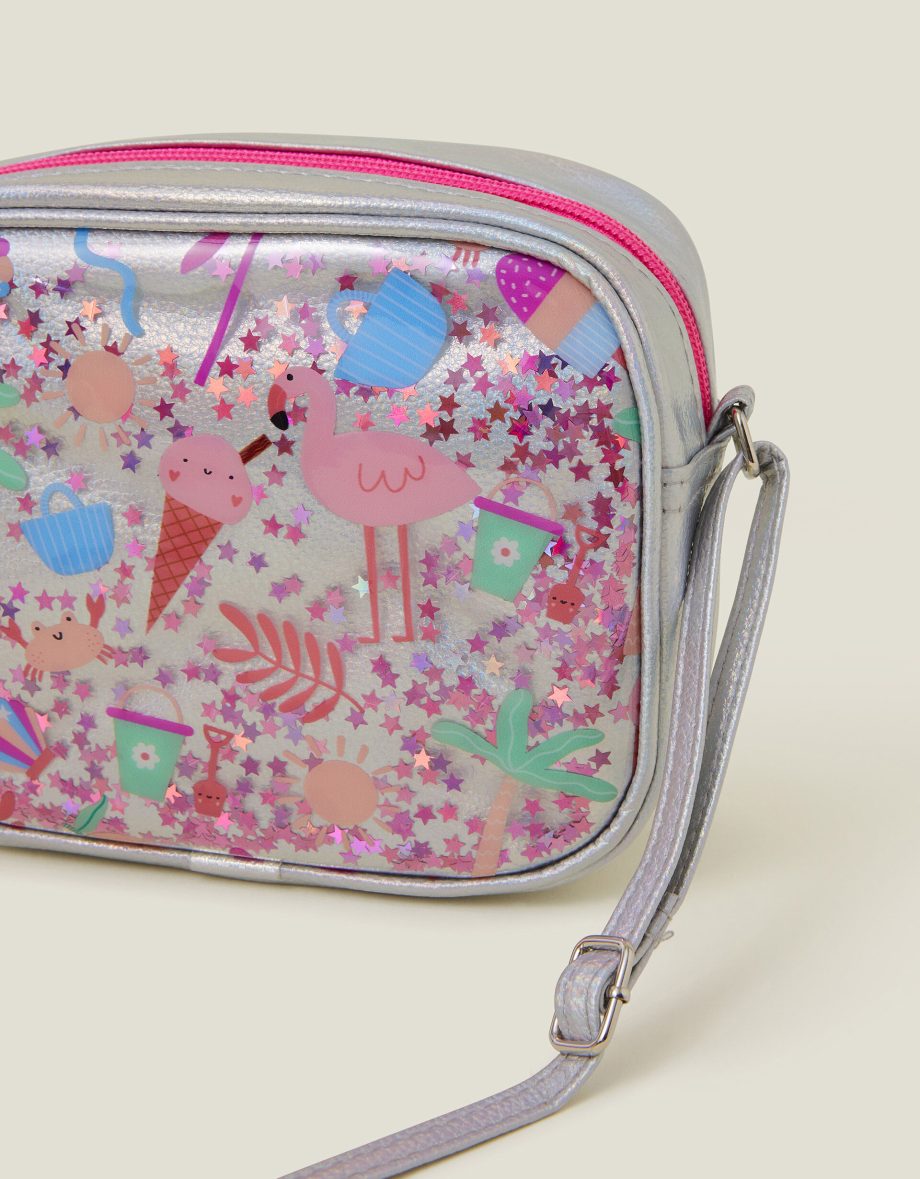 GIRLS BEACH PRINT CONFETTI CROSS-BODY BAG